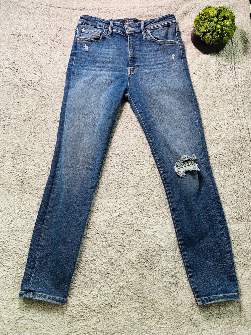 ✨👖 Distressed Y2K Premium Denim Mavi Scarlett Super High Rise Skinny Jeans